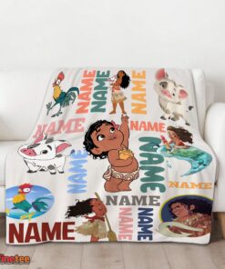 Nice Disney Cartoon Moana With Friends Blanket Fleece Customized Blanket - Image 3