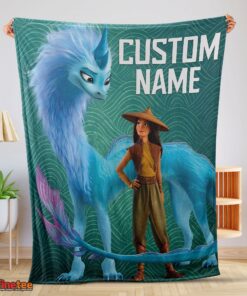 Nice Disney Cartoon Retro Raya And The Last Dragon Blanket Fleece Customized Blanket