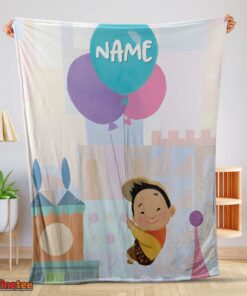 Nice Disney Cartoon Up Boy With Balloon Blanket Fleece Customized Blanket
