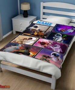 Nice Disney Cartoon Wall-E And Eve Blanket Fleece Customized Blanket - Image 3