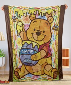 Nice Disney Cartoon Winnie The Pooh With Jars Of Honey Blanket Customize Blanket
