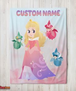 Nice Disney Chibi Aurora Sleeping Beauty Pastel-Colored Blanket Fleece Customized Blanket