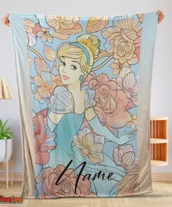 Nice Disney Cinderella Elegant Princess Bloom Blanket Fleece Customized Blanket