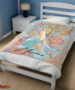 Nice Disney Cinderella Elegant Princess Bloom Blanket Fleece Customized Blanket - Image 3