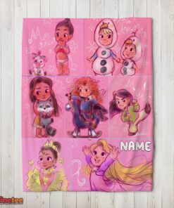 Nice Disney Kids Princess Sketches Blanket Fleece Customized Blanket