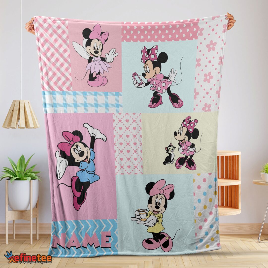 nice-disney-minnie-mouse-patchwork-pattern-blanket-fleece-customized-blanket-mk-01 Nice Disney Minnie Mouse Patchwork Pattern Blanket Fleece Customized Blanket