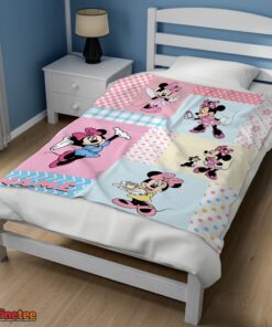Nice Disney Minnie Mouse Patchwork Pattern Blanket Fleece Customized Blanket - Image 3