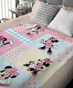 Nice Disney Minnie Mouse Patchwork Pattern Blanket Fleece Customized Blanket - Image 4
