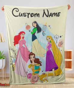 Nice Disney Princess Ariel Mulan Rapunzel Belle Princess Blanket Fleece Customized Blanket