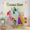 Nice Disney Princess Ariel Mulan Rapunzel Belle Princess Blanket Fleece Customized Blanket