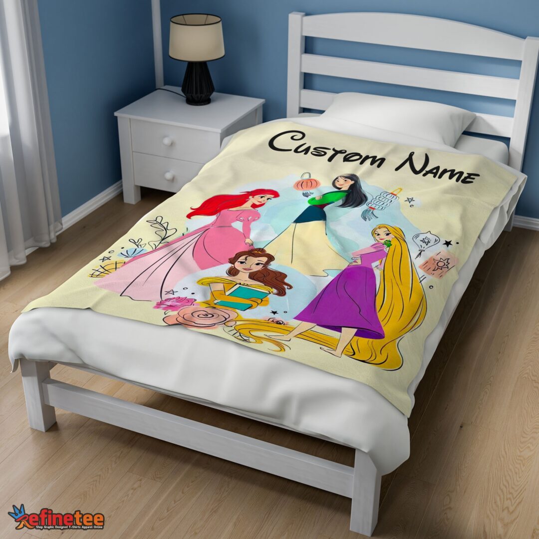 nice-disney-princess-ariel-mulan-rapunzel-belle-princess-blanket-fleece-customized-blanket-mk-02 Nice Disney Princess Ariel Mulan Rapunzel Belle Princess Blanket Fleece Customized Blanket - Image 3