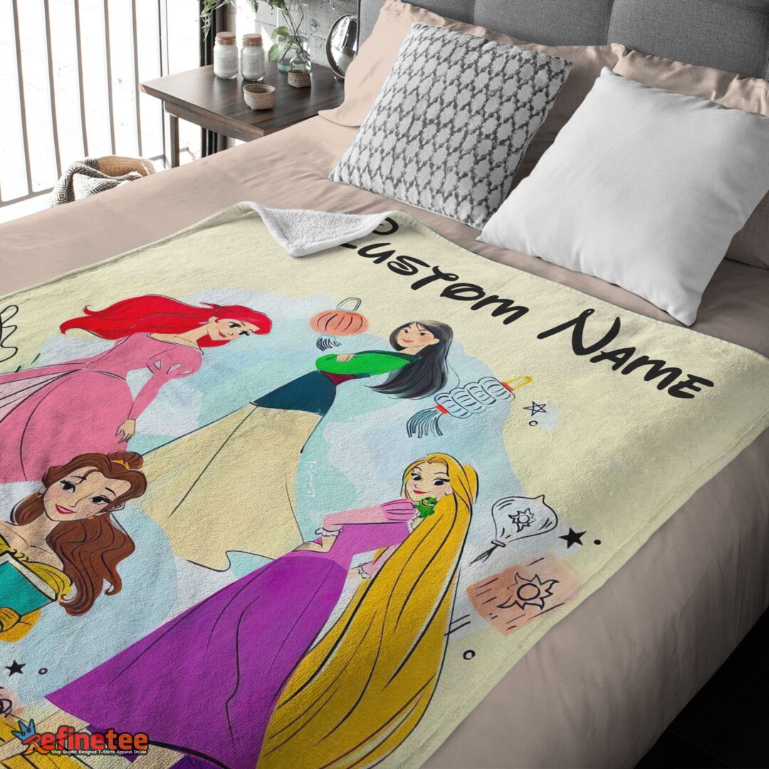nice-disney-princess-ariel-mulan-rapunzel-belle-princess-blanket-fleece-customized-blanket-mk-03 Nice Disney Princess Ariel Mulan Rapunzel Belle Princess Blanket Fleece Customized Blanket - Image 4