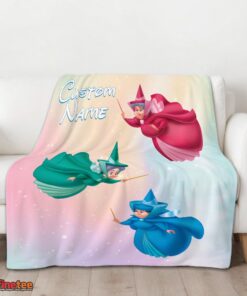 Nice Disney Sleeping Beauty Three Good Fairies Blanket Fleece Customized Blanket - Image 3