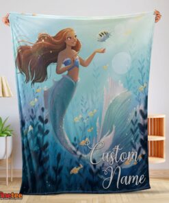 Nice Disney The Little Mermaid Ariel Princess Fleece Family Princess Customized Blanket