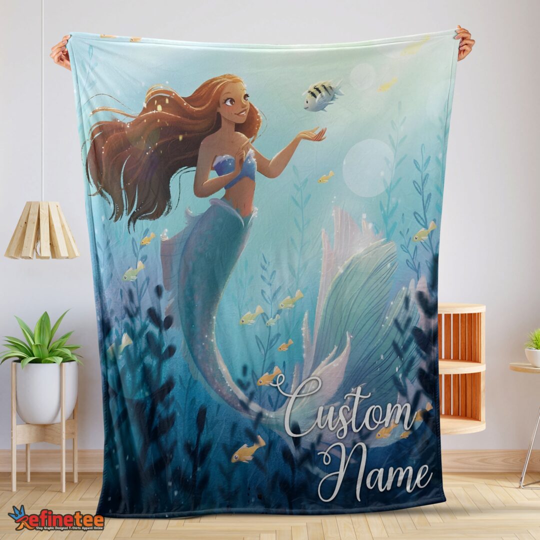 nice-disney-the-little-mermaid-ariel-princess-fleece-family-princess-customized-blanket-mk-01 Nice Disney The Little Mermaid Ariel Princess Fleece Family Princess Customized Blanket
