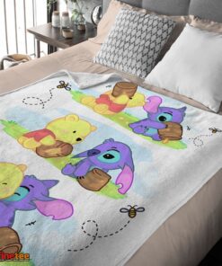 Nice Disney Winnie The Pooh And Stitch Fleece Blanket Customize Blanket - Image 4