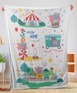 Nice Dumbo Personalized Minky Blanket Circus Elephant Nursery Blanket Fleece Customized Blanket