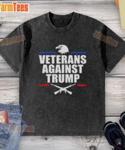 Alt Text: Veterans Against Trump washed t-shirt featuring a nice eagle design, promoting political activism and patriotism.