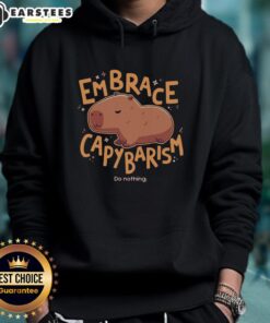 Cozy 'Nice Embrace Capybarism Do Nothing Hoodie' featuring a capybara graphic, perfect for relaxed, casual wear.