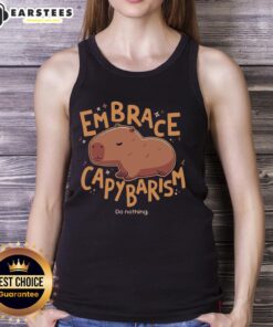 Nice Embrace Capybarism Do Nothing tank top featuring a cute capybara graphic, perfect for casual style and relaxation.