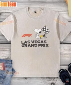 Nice F1 Peanuts Las Vegas Grand Prix washed t-shirt featuring a colorful graphic design and soft fabric for comfort.