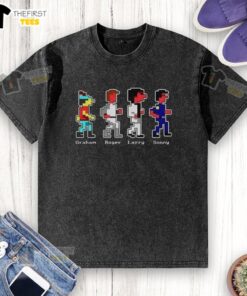 Nice Graham, Roger, Larry, and Sonny in washed t-shirts, showcasing a relaxed style perfect for casual outings.