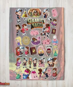 Nice Gravity Falls Dipper Mabel & Waddles Sticker Collage Blanket Fleece Customized Blanket