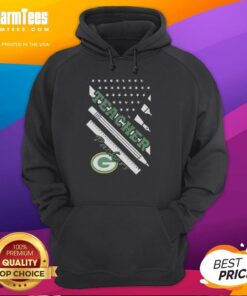 Green Bay Packers hoodie featuring American flag design, perfect for football fans and teachers alike.
