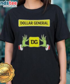 Alt Text: Christmas Ladies Tee featuring Nice Grinch hands with hearts, perfect for festive shopping at Dollar General.