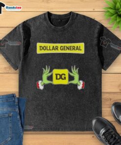 Nice Grinch Hands Love Dollar General Christmas Washed T-Shirt featuring a festive design perfect for holiday cheer.