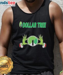 Festive Nice Grinch Hands design on a Christmas tank top from Dollar Tree, perfect for holiday celebrations.