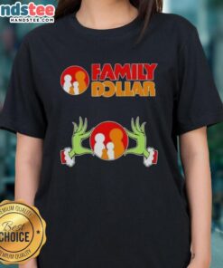 Nice Grinch Hands Love Family Dollar Christmas Ladies Tee featuring a festive Grinch design perfect for holiday cheer.