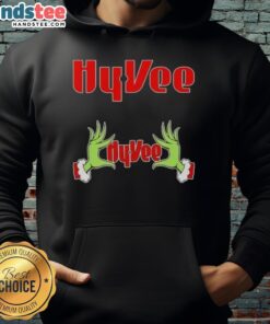 Cozy Nice Grinch Hands Love Hy-Vee Christmas Hoodie featuring festive design perfect for holiday celebrations.