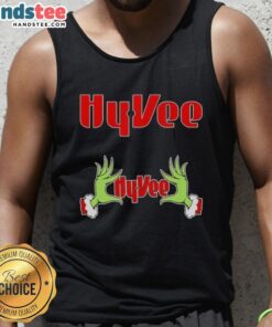Festive Nice Grinch Hands Love Hy-Vee Christmas Tank Top, perfect for holiday celebrations and seasonal fun.
