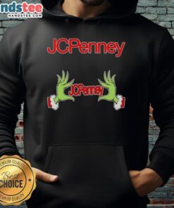 Cozy JCPenney Christmas hoodie featuring Grinch hands forming a heart, perfect for festive holiday wear.