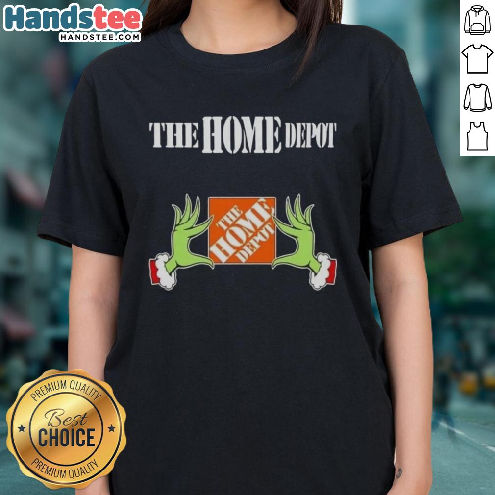 nice-grinch-hands-love-the-home-depot-christmas-ladies-tee Alt Text: Nice Grinch hands on a Christmas ladies tee from The Home Depot, perfect for festive holiday celebrations.