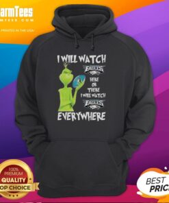 Alt Text: Nice Grinch hoodie featuring 'I Will Watch Philadelphia Eagles Here or There' design, perfect for Eagles fans.