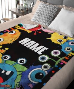 Nice Happy Monster Coloring Blanket Fleece Customized Blanket - Image 3