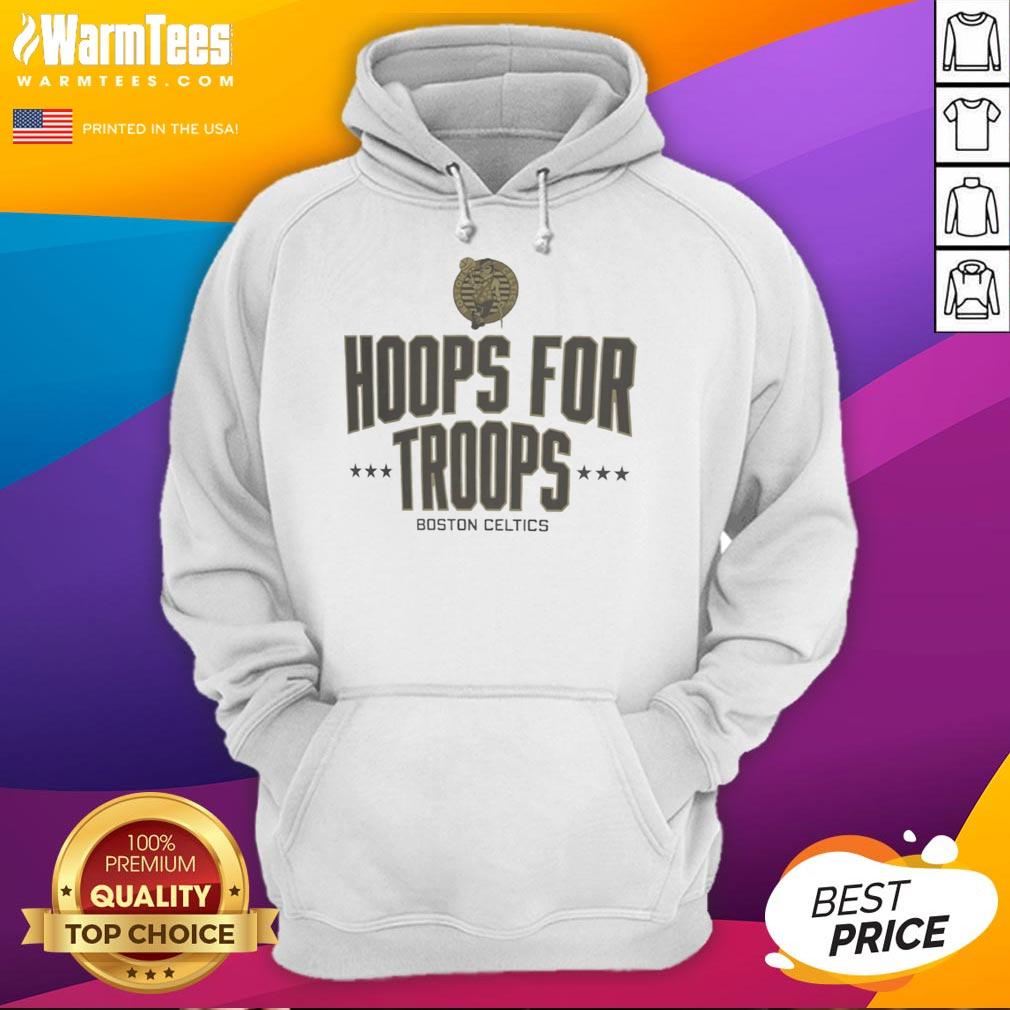 nice-hoops-for-troops-boston-celtics-basketball-hoodie Boston Celtics basketball hoodie featuring 'Nice Hoops for Troops' design, perfect for fans and supporters.