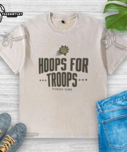 Nice Hoops for Troops Phoenix Suns basketball washed t-shirt, featuring team logo and vibrant colors for fans.