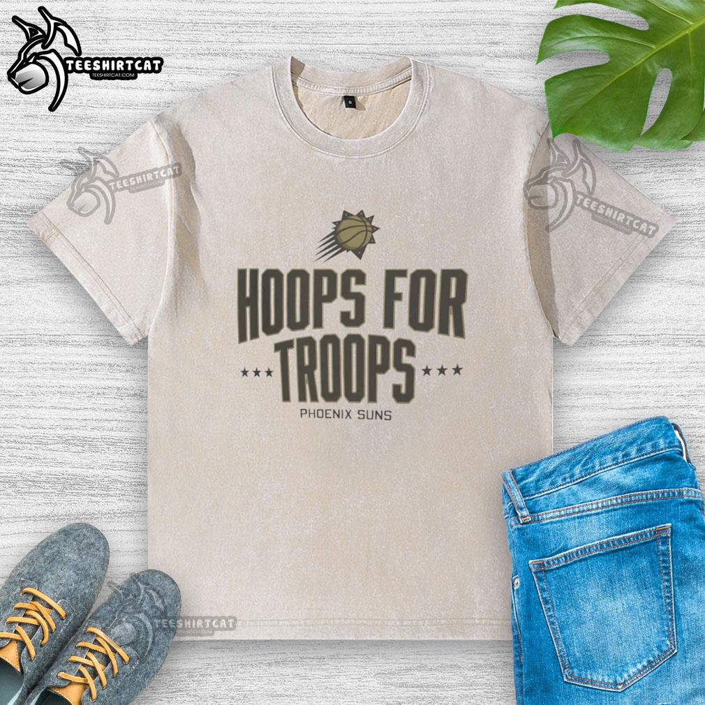 nice-hoops-for-troops-phoenix-suns-basketball-washed-t-shirt Nice Hoops for Troops Phoenix Suns basketball washed t-shirt, featuring team logo and vibrant colors for fans.