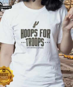 Nice Hoops for Troops San Antonio Spurs basketball ladies tee featuring team colors and logo, perfect for fans.