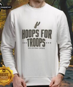 Nice Hoops for Troops San Antonio Spurs basketball sweatshirt featuring team logo and stylish design for fans.
