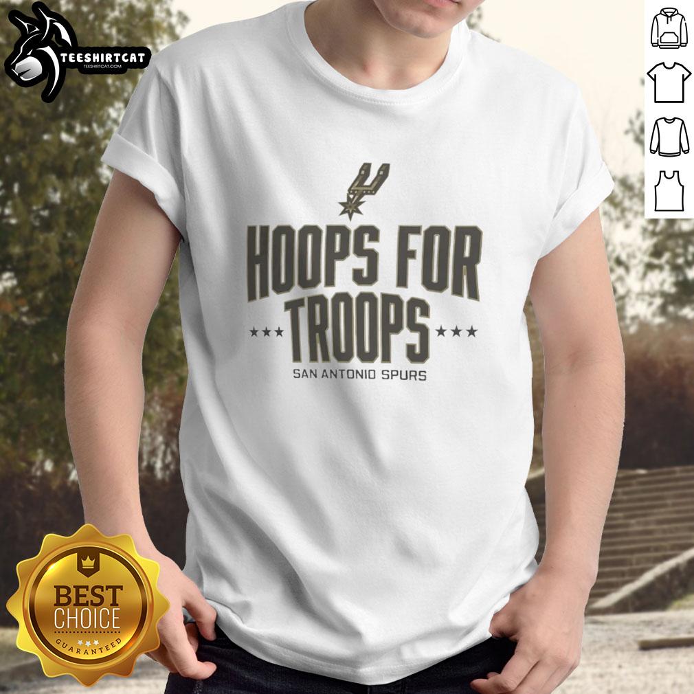 nice-hoops-for-troops-san-antonio-spurs-basketball-t-shirt-1 Nice Hoops For Troops San Antonio Spurs Basketball T-Shirt featuring team colors and logo for fans and supporters.