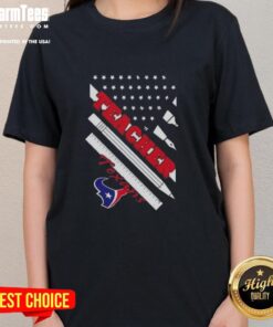 Nice Houston Texans Football X Teacher American Flag Ladies Tee featuring vibrant design for football fans.