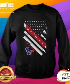Nice Houston Texans football sweatshirt for teachers featuring American flag design, perfect for game day.