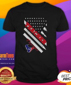 Nice Houston Texans Football X Teacher American Flag T-Shirt featuring a patriotic design for fans and educators.