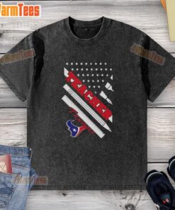 Alt Text: Nice Houston Texans football X teacher American flag washed t-shirt in vibrant colors, perfect for fans.