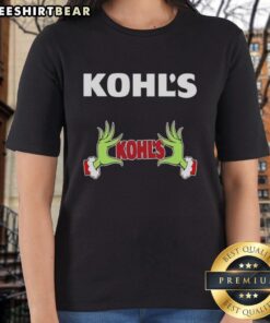 Nice Kohl's x Grinch Hands Merry Christmas Ladies Tee showcasing festive design for holiday celebrations.