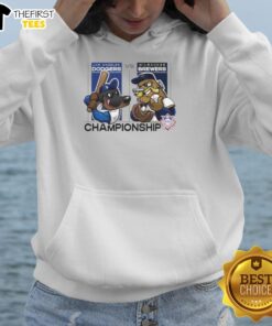 2025 National Championship hoodie featuring Los Angeles Dodgers vs Milwaukee Brewers mascots, perfect for baseball fans.